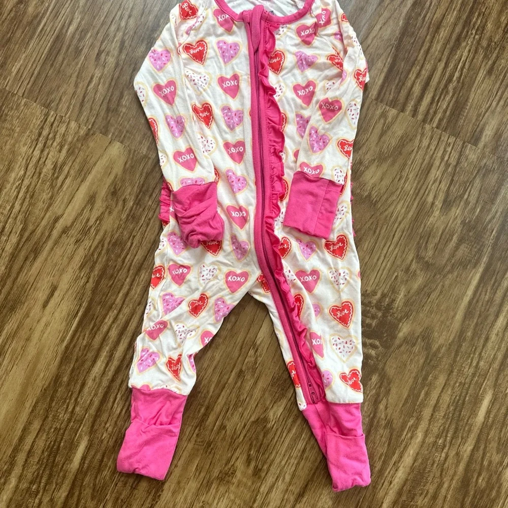 POPPY KIDS CO 3-6 Sugar Heart Zip Ruffle Romper - Picture 2 of 4